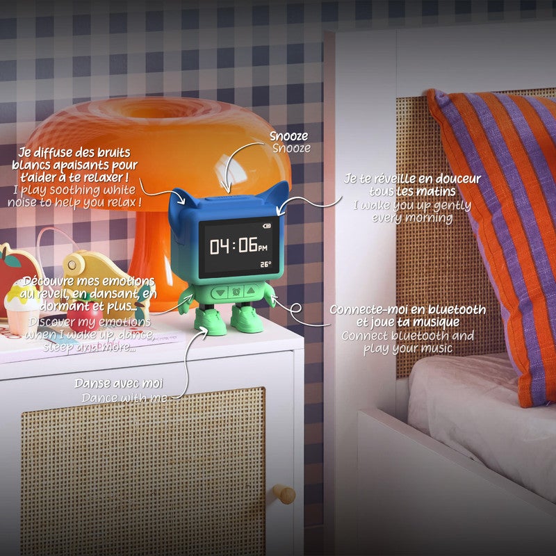 موب ساعة منبهة متحركة باللون الأزرق مع تصميم عصري وحركة فريدة لتنظيم الوقت في غرف النوم - Image 3