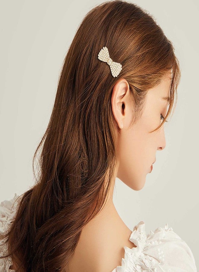 DIYstore 6 Pack Bow Rhinestone Crystal Hair Clips Metal Hairpin Fashion Hair Bow Barrettes Accessories for Girls and Women (Gold+Silver) - Image 4