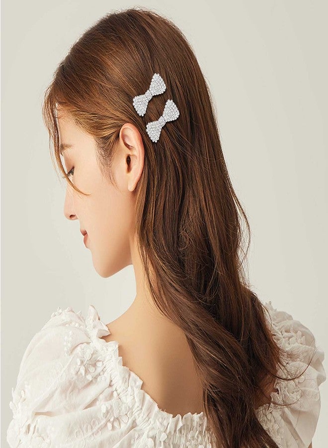 DIYstore 6 Pack Bow Rhinestone Crystal Hair Clips Metal Hairpin Fashion Hair Bow Barrettes Accessories for Girls and Women (Gold+Silver) - Image 3