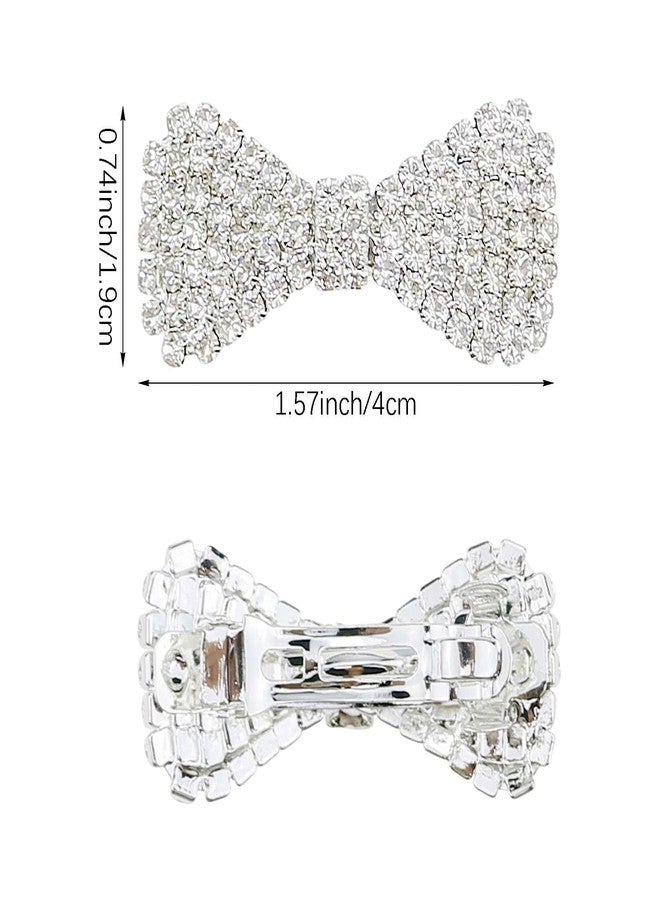 DIYstore 6 Pack Bow Rhinestone Crystal Hair Clips Metal Hairpin Fashion Hair Bow Barrettes Accessories for Girls and Women (Gold+Silver) - Image 2