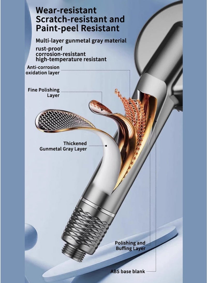 Filtered Shower Head with Handheld, High Pressure Shower Heads with Scalp Massager Shampoo Brush for Skin & Hair Care, Filtered Shower Head with Handheld Sprayer Soften Hard Water High Pressure Handheld Shower Head 4 Modes Water Saving Filter, Pause Switch, Luxury Silver Showerhead for Healthier Bathing Experience - Image 5
