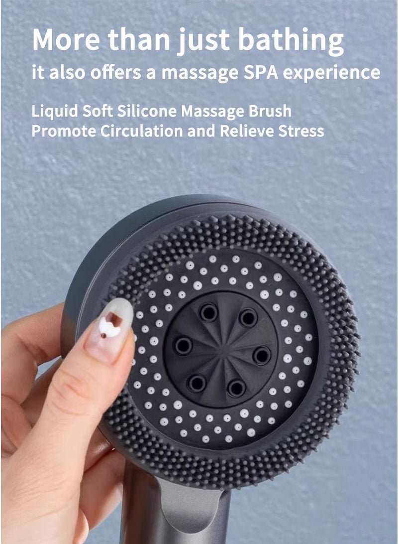 Filtered Shower Head with Handheld, High Pressure Shower Heads with Scalp Massager Shampoo Brush for Skin & Hair Care, Filtered Shower Head with Handheld Sprayer Soften Hard Water High Pressure Handheld Shower Head 4 Modes Water Saving Filter, Pause Switch, Luxury Silver Showerhead for Healthier Bathing Experience - Image 2
