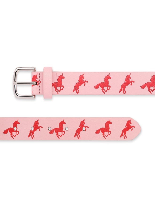 BC Belts Girls Unicorn Leather Belt Strap and Metal Buckle 1" Wide (Pink-Unicorn-M) - Image 2