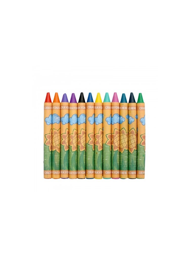 12 Pcs Colorful Wax Crayons Set, Smooth Blending, High Pigment, Non-Breakable Art Crayons for Kids and Beginners - Image 2