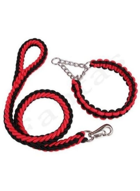 Dog Collar and Leash, Heavy Duty Paracord Rope Dog Training Collar and Leash, Soft to the Skin for Small, Medium and Large Dogs (Size L)