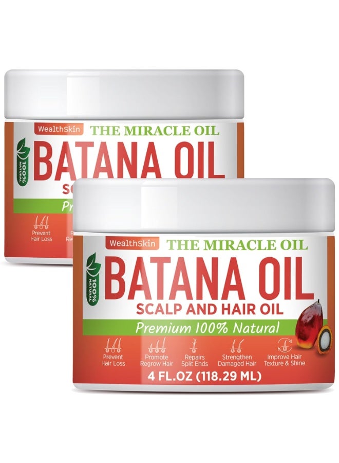 Wealthskin Batana Oil from Honduras: Hair Growth Mask and Scalp Treatment, Repairs Hair & Skin, Reduces Shedding (4oz, 2 Pack) - Image 1