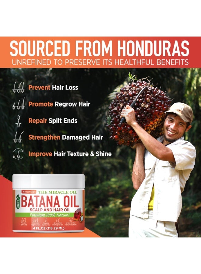 Wealthskin Batana Oil from Honduras: Hair Growth Mask and Scalp Treatment, Repairs Hair & Skin, Reduces Shedding (4oz, 2 Pack) - Image 4