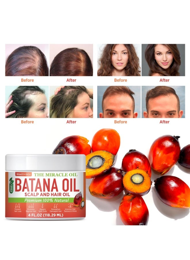 Wealthskin Batana Oil from Honduras: Hair Growth Mask and Scalp Treatment, Repairs Hair & Skin, Reduces Shedding (4oz, 2 Pack) - Image 3