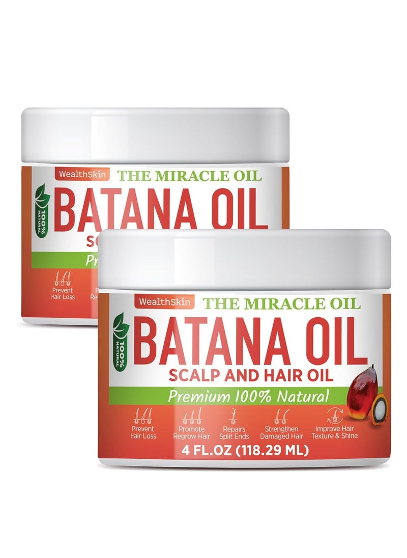 Wealthskin Batana Oil from Honduras: Hair Growth Mask and Scalp Treatment, Repairs Hair & Skin, Reduces Shedding (4oz, 2 Pack)  - Image 1