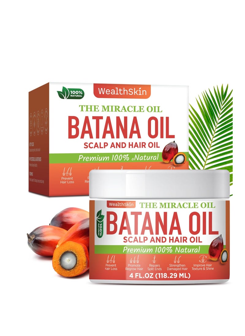 Wealthskin Batana Oil from Honduras: Hair Growth Mask and Scalp Treatment, Repairs Hair & Skin, Reduces Shedding (4oz, 2 Pack)  - Image 2
