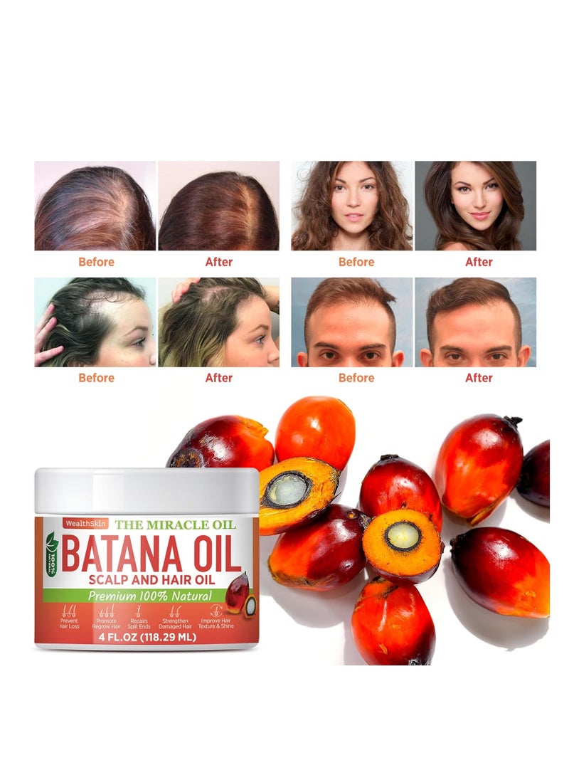 Wealthskin Batana Oil from Honduras: Hair Growth Mask and Scalp Treatment, Repairs Hair & Skin, Reduces Shedding (4oz, 2 Pack)  - Image 3