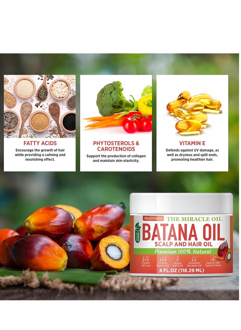 Wealthskin Batana Oil from Honduras: Hair Growth Mask and Scalp Treatment, Repairs Hair & Skin, Reduces Shedding (4oz, 2 Pack)  - Image 4