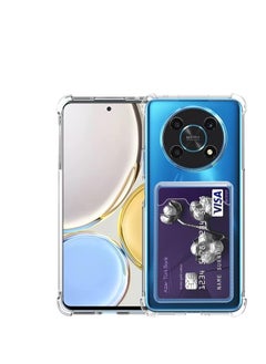 Generic Clear Wallet Phone Case for Honor X9 5G Upgrade Card Slot Case Slim Fit Protective Soft TPU Shockproof Cover with Cute Card Holder - Transparent  - Image 1