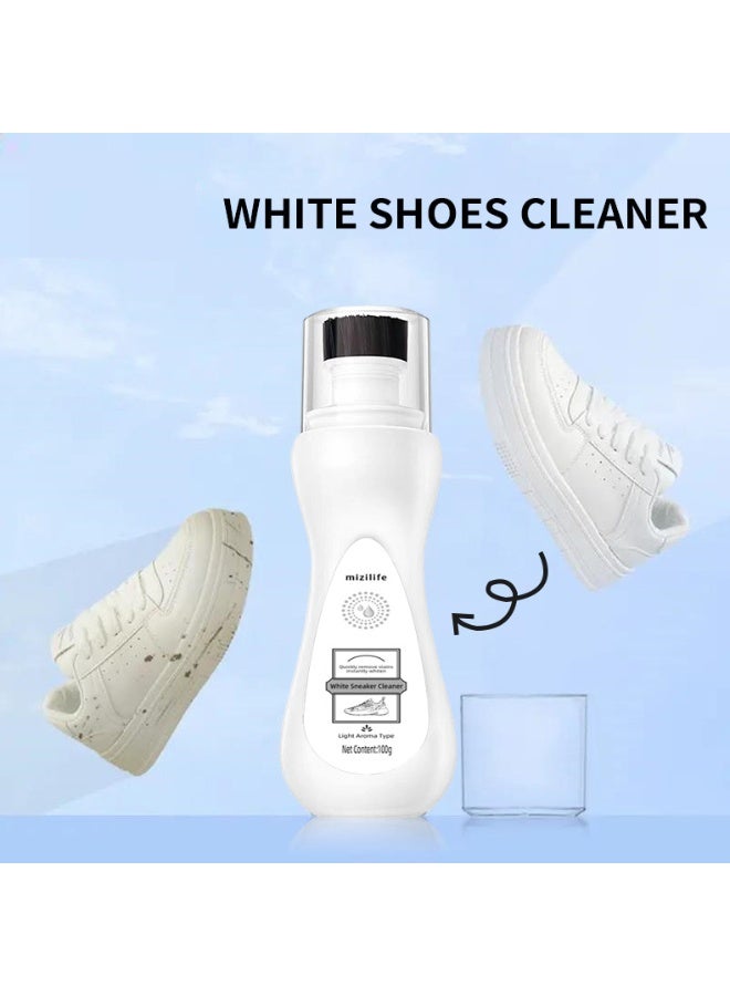 2PCS,2 in 1 White Shoe Cleaning Kit Shoe Cleaning Brush with Sponge & Liquid 100ml Cleaner Brush Shoe Cleaner Shoe Whitener Cleaner Kit for Home & Travel - Image 1