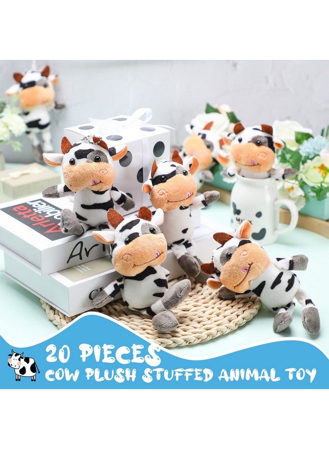 Lewtemi Lewtemi 20 Pcs Cow Toy Stuffed Farm Plush Valentine Keychain Gift Cow Keyring for Backpack Handbag Purse Party  - Image 5