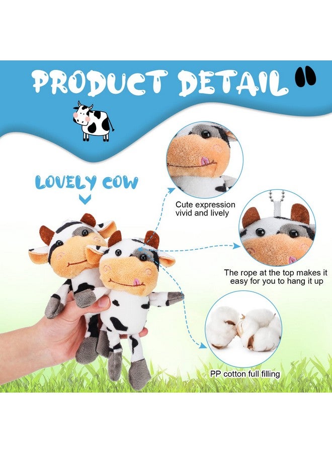 Lewtemi Lewtemi 20 Pcs Cow Toy Stuffed Farm Plush Valentine Keychain Gift Cow Keyring for Backpack Handbag Purse Party  - Image 4