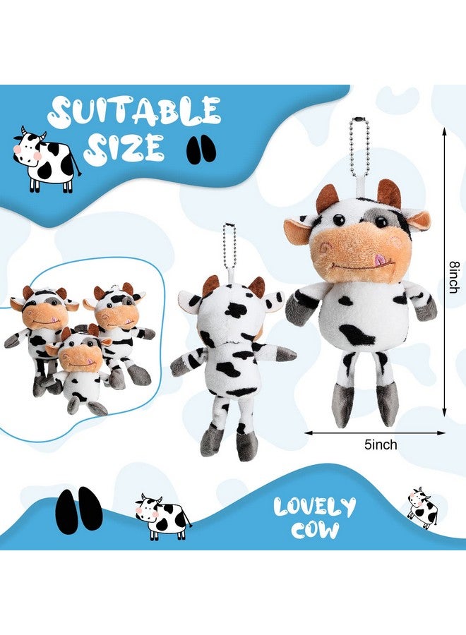 Lewtemi Lewtemi 20 Pcs Cow Toy Stuffed Farm Plush Valentine Keychain Gift Cow Keyring for Backpack Handbag Purse Party  - Image 3