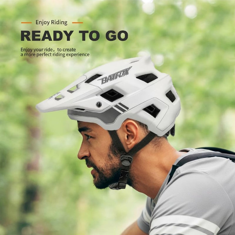 BATFOX Bike Helmet,Mountain Bike Helmet Helmets for Men Women Adults Youth (White, L(58-61CM)) - Image 5