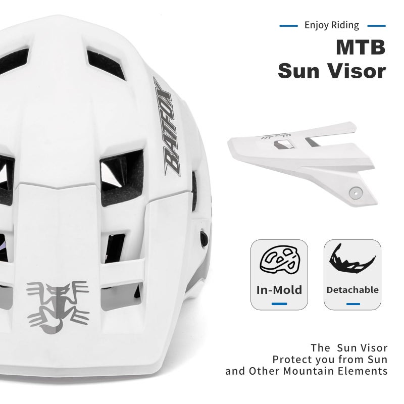 BATFOX Bike Helmet,Mountain Bike Helmet Helmets for Men Women Adults Youth (White, L(58-61CM)) - Image 3
