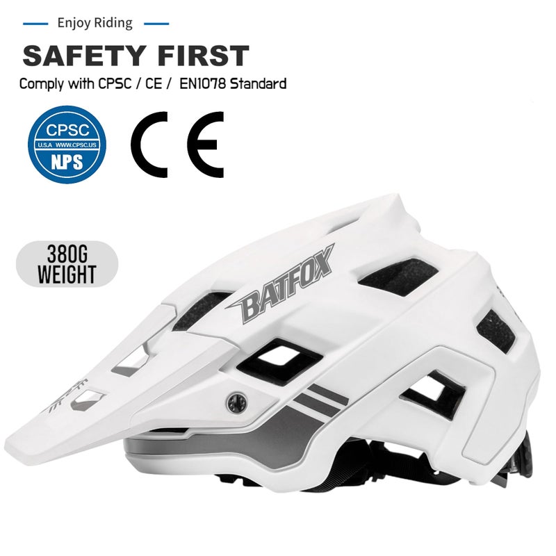 BATFOX Bike Helmet,Mountain Bike Helmet Helmets for Men Women Adults Youth (White, L(58-61CM)) - Image 2