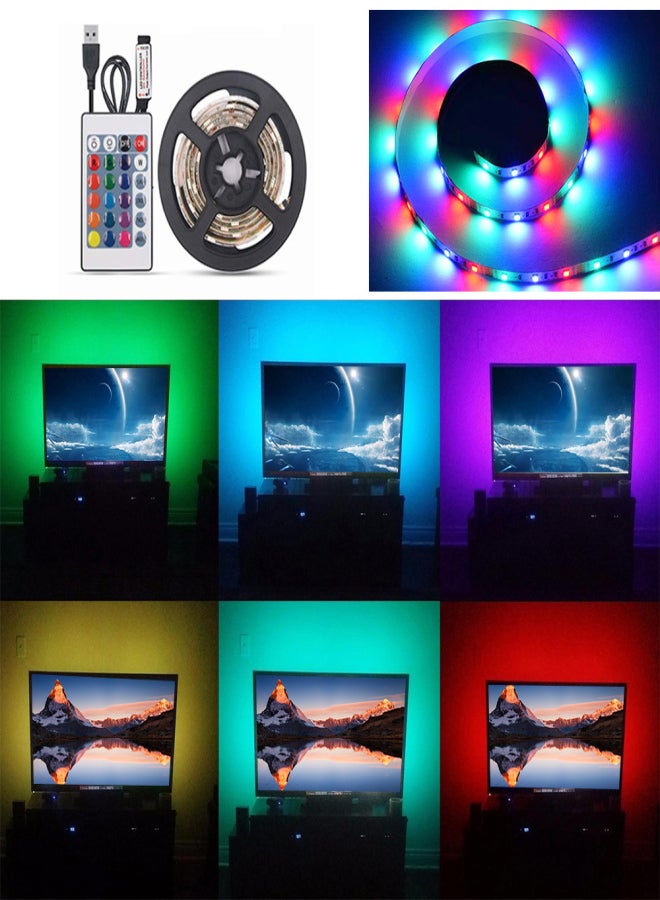 DC5V 10W 2M 120 LEDs RGB Strip Light with Remote Control USB Powered Operated Brightness Adjustable Dimmable 16 Colors Multi-colored Changing Flash/ Strobe/ Fade/ Smooth 4 Lighting Modes IP65 Water Resistance SMD3825 for TV Set Wine Cabinet Home Party Decoration Festival Christamas Xmas Wedding Function Indoor Outdoor Use - Image 3