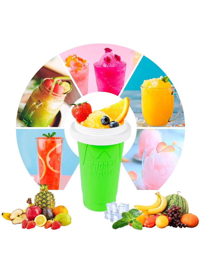 Frozen Magic Slushy Maker Cup DIY Smoothie Ice Cream Quick Frozen Cooling Cup Ice Crusher Magic Milkshake Making Squeeze Cup for Homemade DIY Milk Shake Ice Cream Green - Image 2