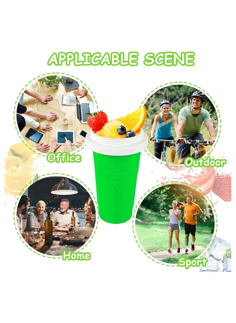 Frozen Magic Slushy Maker Cup DIY Smoothie Ice Cream Quick Frozen Cooling Cup Ice Crusher Magic Milkshake Making Squeeze Cup for Homemade DIY Milk Shake Ice Cream Green - Image 3