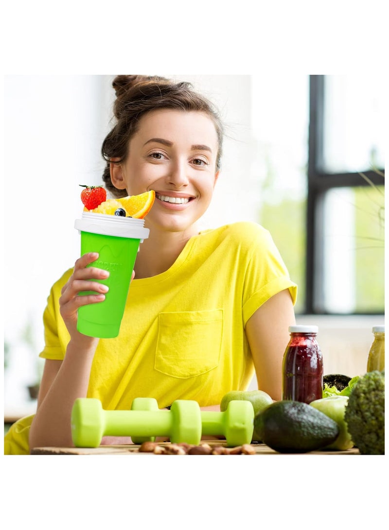 Frozen Magic Slushy Maker Cup DIY Smoothie Ice Cream Quick Frozen Cooling Cup Ice Crusher Magic Milkshake Making Squeeze Cup for Homemade DIY Milk Shake Ice Cream Green - Image 4