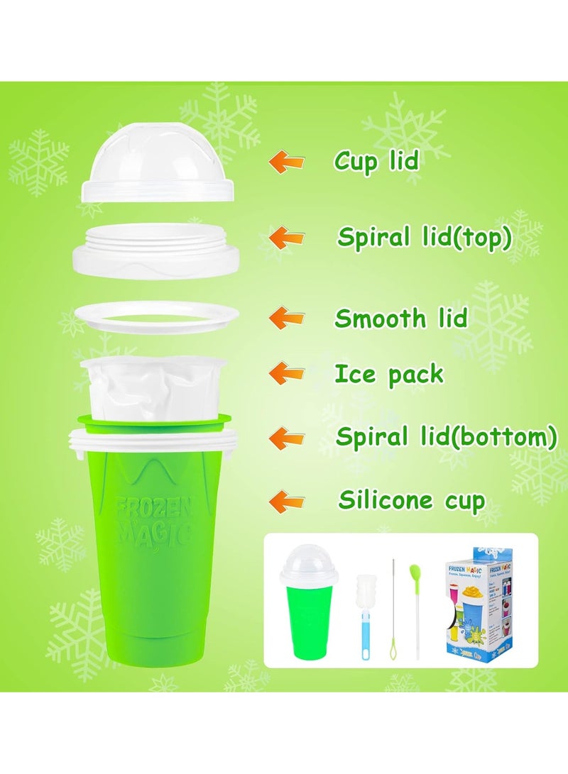 Frozen Magic Slushy Maker Cup DIY Smoothie Ice Cream Quick Frozen Cooling Cup Ice Crusher Magic Milkshake Making Squeeze Cup for Homemade DIY Milk Shake Ice Cream Green - Image 5