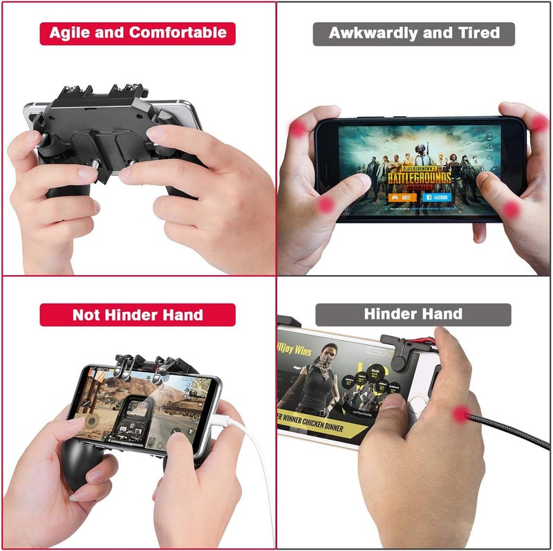 DELAM Mobile Game Controller for iPhone & Android, Pubg Mobile Controller Phone Triggers for Gaming, Gaming Grip Joystick Gamepad Shoot Aim Keys for 4.7-6.5" Phone - Image 4