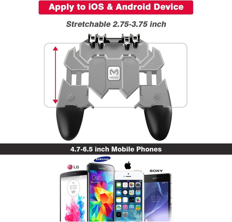 DELAM Mobile Game Controller for iPhone & Android, Pubg Mobile Controller Phone Triggers for Gaming, Gaming Grip Joystick Gamepad Shoot Aim Keys for 4.7-6.5" Phone - Image 5