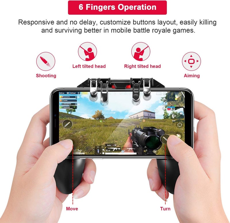 DELAM Mobile Game Controller for iPhone & Android, Pubg Mobile Controller Phone Triggers for Gaming, Gaming Grip Joystick Gamepad Shoot Aim Keys for 4.7-6.5" Phone - Image 2