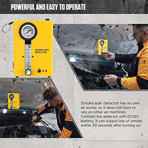 Autool Smoke Leak Detector SDT203 EVAP Vacuum Diagnostic Leak Detector Tester, Automotive Smoke Machine, Portable Fuel Pipes Leakage Detector Tester With Pressure Gauge,Adjustable Flow Meter For 12V Vehicles - Image 3