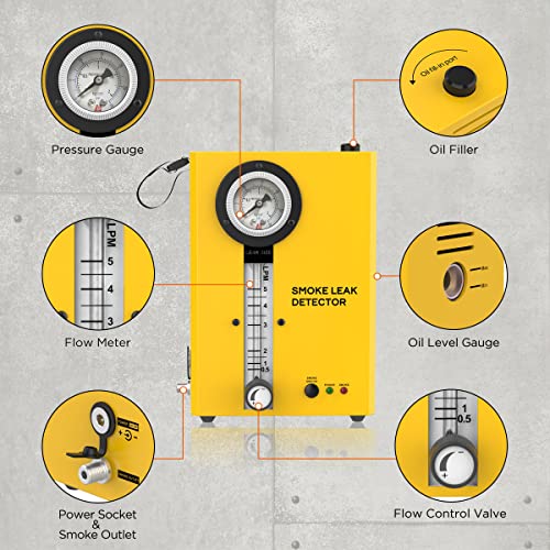 Autool Smoke Leak Detector SDT203 EVAP Vacuum Diagnostic Leak Detector Tester, Automotive Smoke Machine, Portable Fuel Pipes Leakage Detector Tester With Pressure Gauge,Adjustable Flow Meter For 12V Vehicles - Image 5