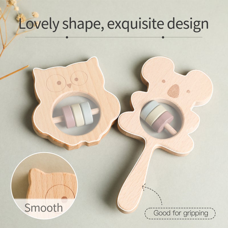 أساهي لعبة رنّة يد الطفل من أساهي - لعبة خشبية لتهدئة وتدريب القبضة - Image 3