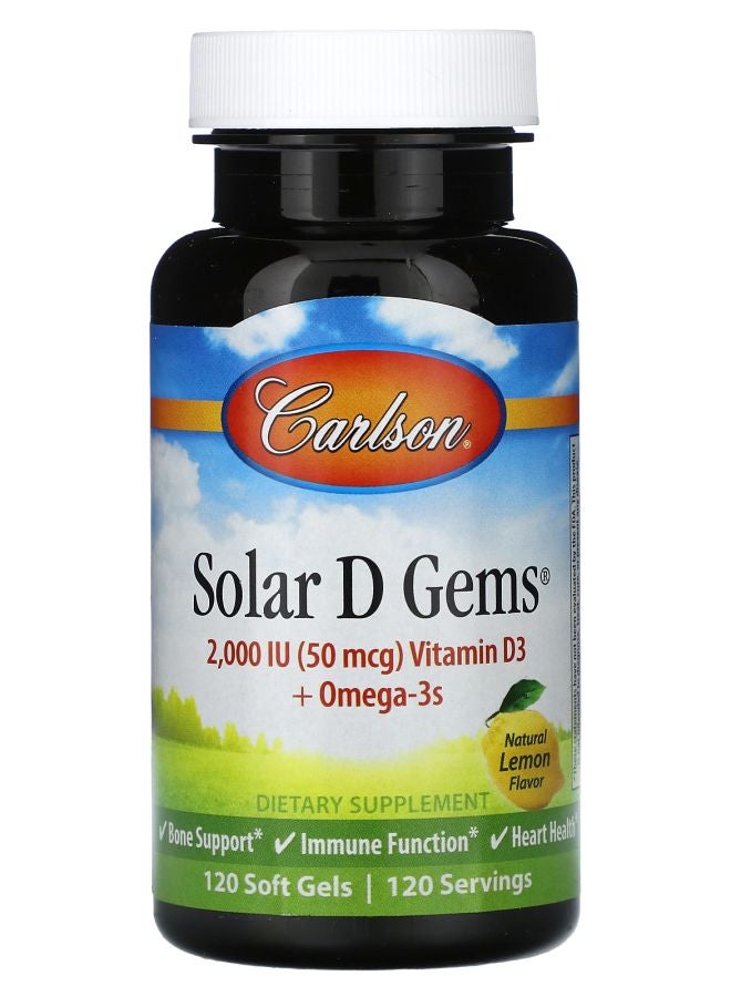 Solar D Gems®  Vitamin D3 + Omega-3s Natural Lemon 120 Soft Gels