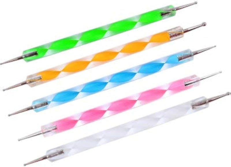 N. Geviro 5 Pcs 2 Way Nail Dotting Pen Nail Art Manicure Pedicure Dotting Painting Tip Marbleizing Pen