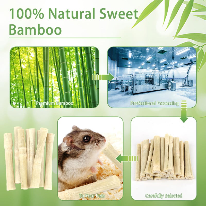 PEASUG 300g Sweet Bamboo Chew Sticks for Rabbits, Natural Bunny Chinchilla Chew Sticks Toys, Small Animal Teeth Grinding Toys and Molar Treats for Chinchilla, Guinea Pigs, Squirrel, Hamster - Image 3