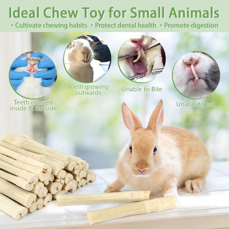 PEASUG 300g Sweet Bamboo Chew Sticks for Rabbits, Natural Bunny Chinchilla Chew Sticks Toys, Small Animal Teeth Grinding Toys and Molar Treats for Chinchilla, Guinea Pigs, Squirrel, Hamster - Image 4