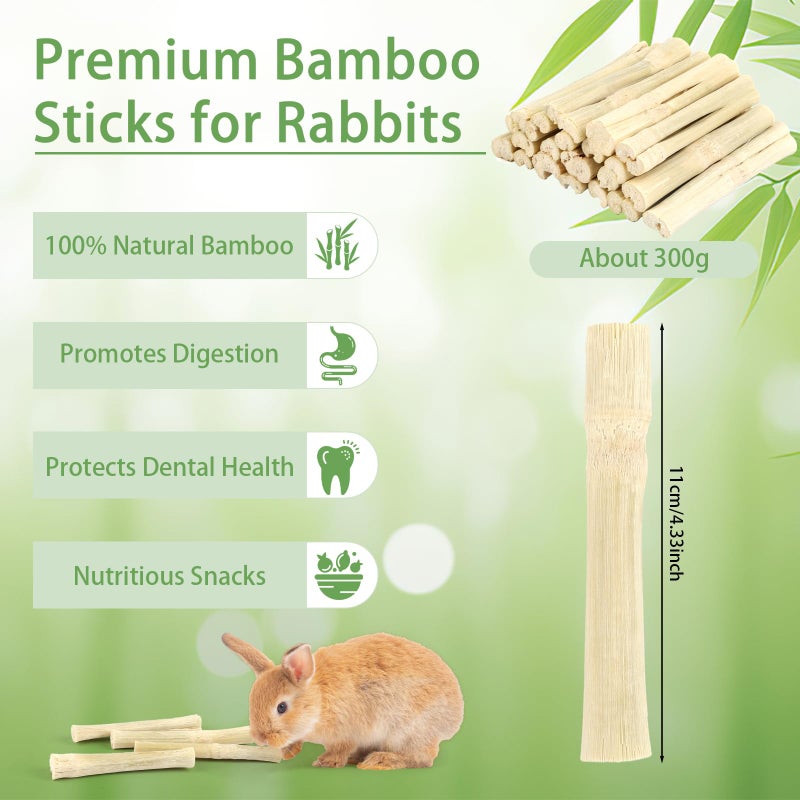 PEASUG 300g Sweet Bamboo Chew Sticks for Rabbits, Natural Bunny Chinchilla Chew Sticks Toys, Small Animal Teeth Grinding Toys and Molar Treats for Chinchilla, Guinea Pigs, Squirrel, Hamster - Image 2