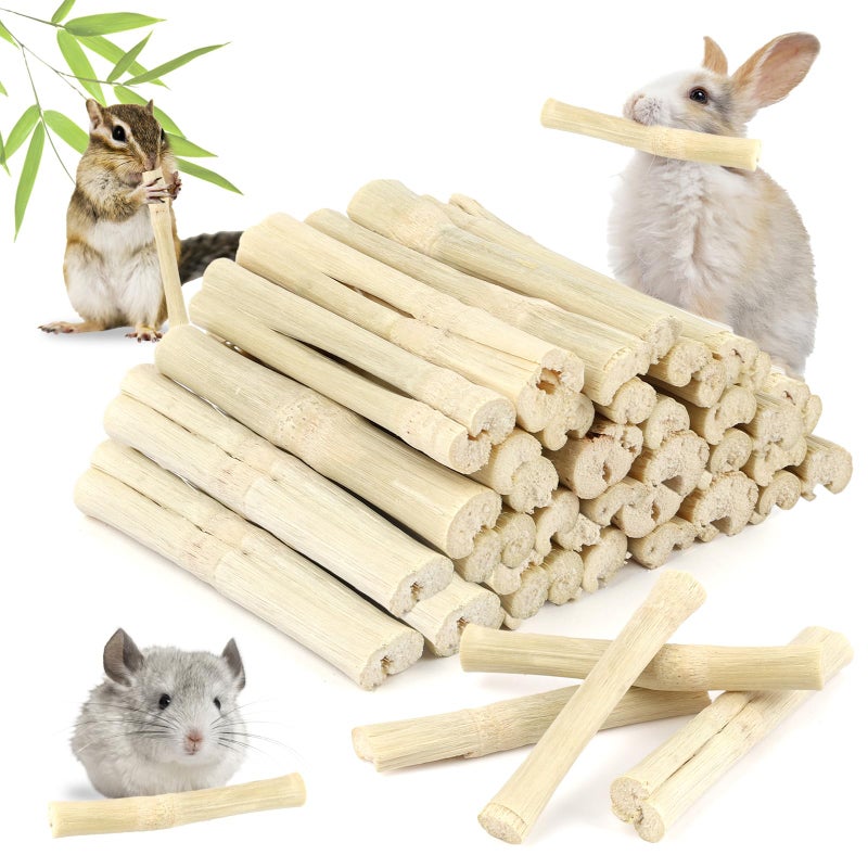 PEASUG 300g Sweet Bamboo Chew Sticks for Rabbits, Natural Bunny Chinchilla Chew Sticks Toys, Small Animal Teeth Grinding Toys and Molar Treats for Chinchilla, Guinea Pigs, Squirrel, Hamster - Image 1