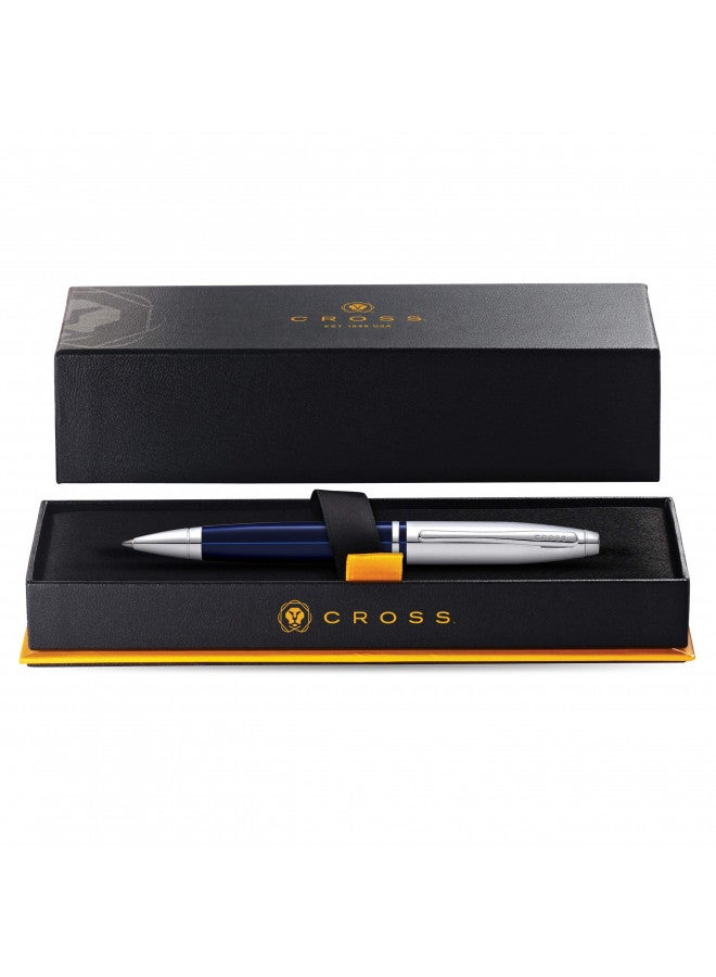 Cross Calais Refillable Ballpoint Pen, Medium Ballpen, Includes Premium Gift Box - Chrome/Blue - Image 3