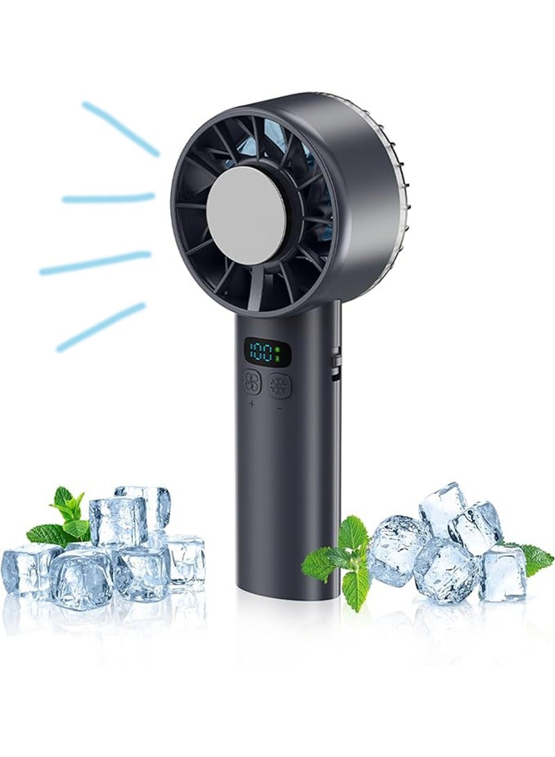 Sthxyfaith Portable Handheld Ice Fan, Turbo Cooling Fans,100 Gear Hurricane Wind, ANC Silent Motor, Digital Display, USB C Rechargeable, Mini Icy Personal Electric Fan for Outdoor & Indoor (Black) - Image 1