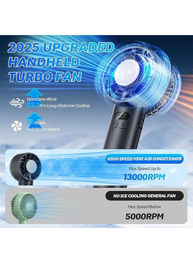 Sthxyfaith Portable Handheld Ice Fan, Turbo Cooling Fans,100 Gear Hurricane Wind, ANC Silent Motor, Digital Display, USB C Rechargeable, Mini Icy Personal Electric Fan for Outdoor & Indoor (Black) - Image 4