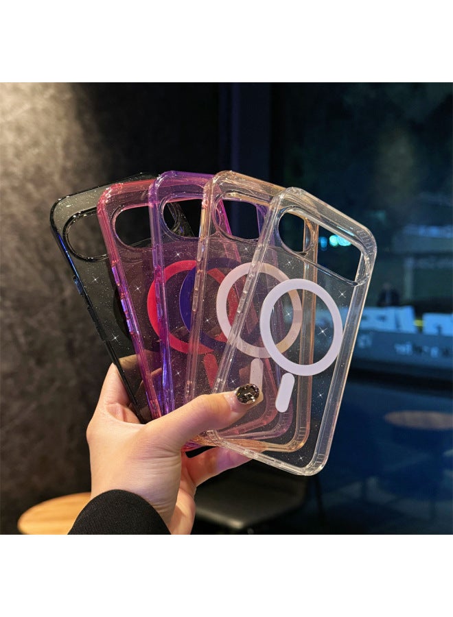For Google Phone Case Pixel9 Pro Terminator Transparent Case Glitter Case For Google 9ProXL-Color:Flash Purple-Applicable Models:Google 8