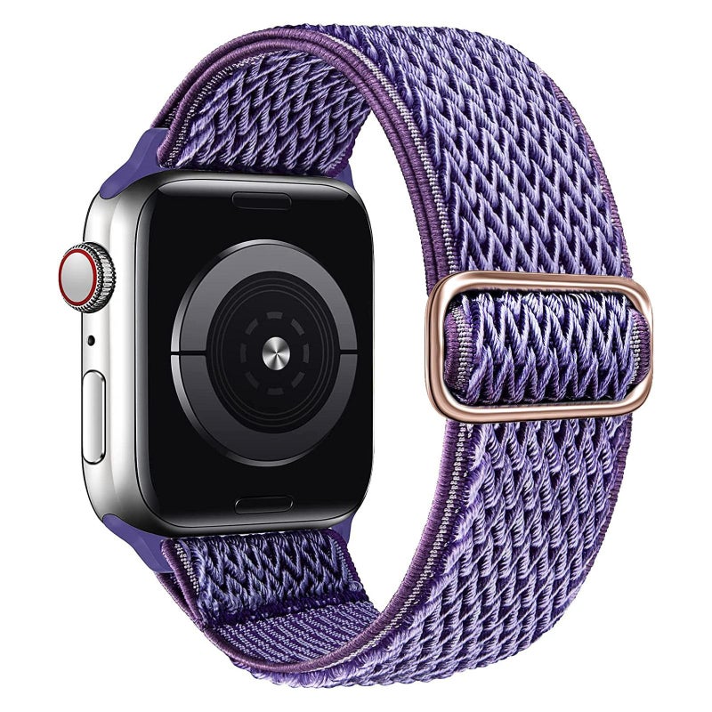 SAMYERLEN Stretchy Braided Solo Loop Compatible for Apple Watch Band 38mm 40mm 41mm 42mm 44mm 45mm 46mm 49mm Adjustable Elastic Nylon for iWatch Series 11 10 9 8 7 6 5 4 3 2 SE 3 SE 2 SE Ultra 3 Ultra 2 Ultra Purple - Image 1