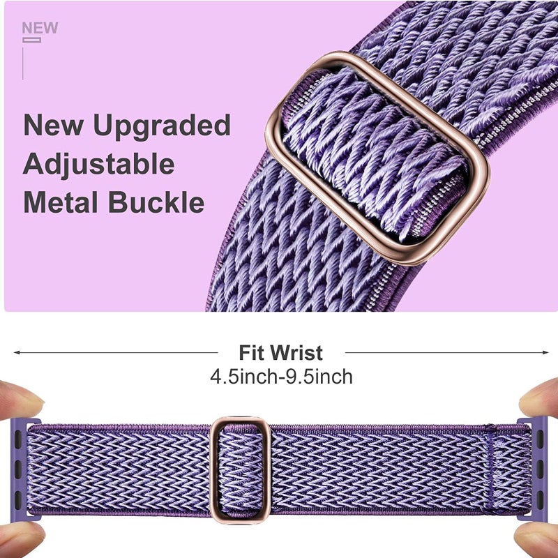 SAMYERLEN Stretchy Braided Solo Loop Compatible for Apple Watch Band 38mm 40mm 41mm 42mm 44mm 45mm 46mm 49mm Adjustable Elastic Nylon for iWatch Series 11 10 9 8 7 6 5 4 3 2 SE 3 SE 2 SE Ultra 3 Ultra 2 Ultra Purple - Image 2
