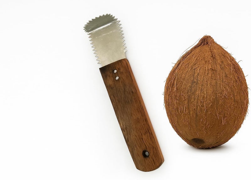 Rinkle Trendz Stainless Steel Wooden Coconut Scrapper Coconut Grater Brown Handle - Image 3