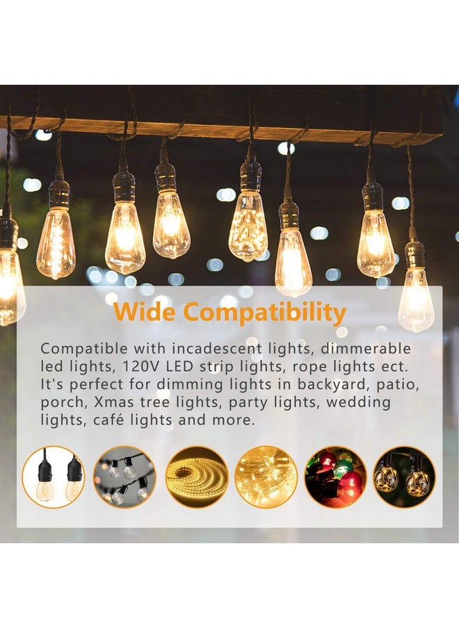 Aubric - Outdoor Dimmer Switch for String Lights, 1000W Max Power IP68 Waterproof Wireless RF Remote Control Timer Switch, 3 Prong Outlet Plug-in Dimmer for Dimmable LED String Lights Patio Lights - Image 1
