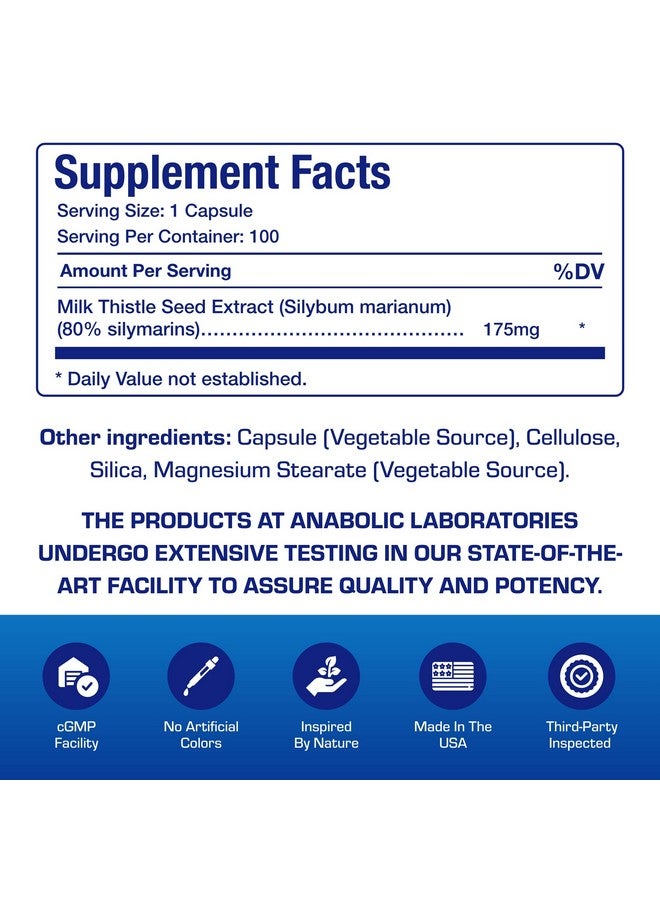 Anabolic Laboratories Silymarin Milk Thistle Extract Capsules - Clinical Milk Thistle Liver Supplements for Women & Men with Standardized 80% Silymarin for Liver Cleanse Detox Support - Vegan Made in the USA - 100 Servings - Image 4